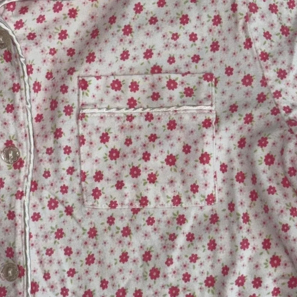PINK Size M Pink Floral Button Front‎ 100% Cotton Sleep Top Pajama